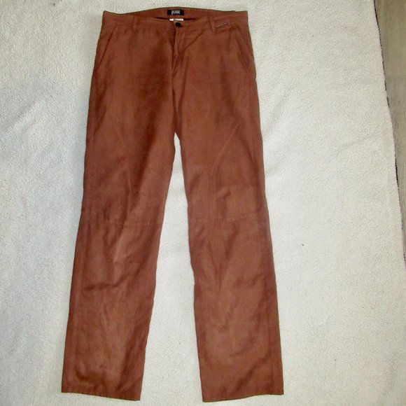 Gianfranco Ferre Made in Italy Rust Brown Faux Suede Pants Size 33 - Picture 2 of 9